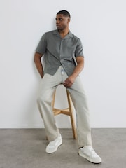 River Island Green Regular Fit Jacquard Revere Shirt - Image 2 of 6