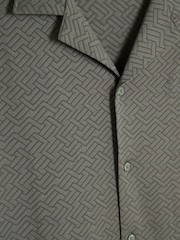 River Island Green Regular Fit Jacquard Revere Shirt - Image 6 of 6