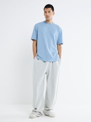River Island Blue Regular Fit Seersucker 100% Cotton T-Shirt - Image 2 of 4