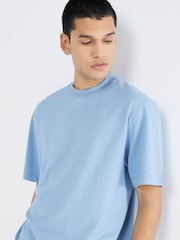 River Island Blue Regular Fit Seersucker 100% Cotton T-Shirt - Image 4 of 4