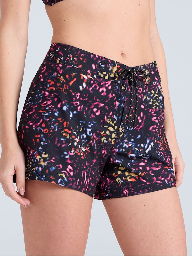 Animal Charcoal Black Womens Lenora Printed Quick Drying Board Shorts - Image 1 of 8 Animal Charcoal Black Womens Lenora Printed Quick Drying Board Shorts - Image 1 of 8