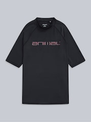 Animal Charcoal Black Mens Kai Quick Drying Rash Vest - Image 1 of 4