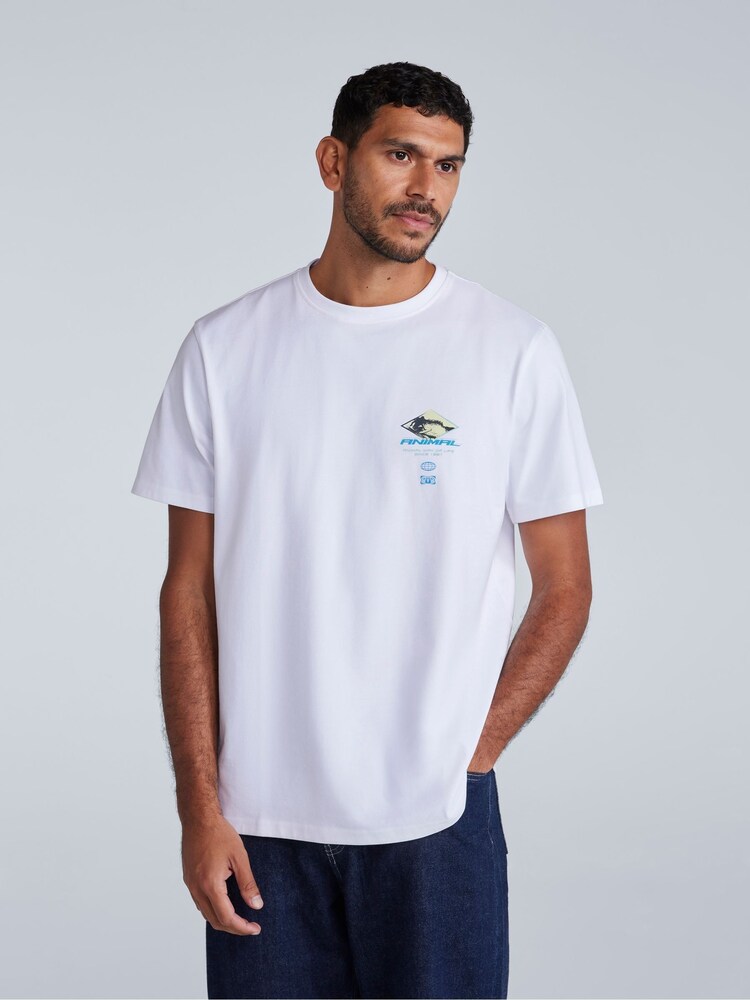 Animal Chalk White Mens Chase Relaxed 100% Cotton T-Shirt - Image 1 of 4
