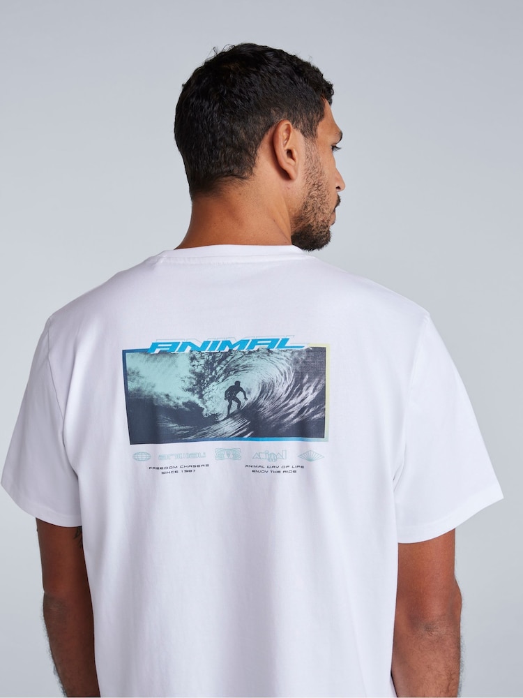 Animal Chalk White Mens Chase Relaxed 100% Cotton T-Shirt - Image 2 of 4