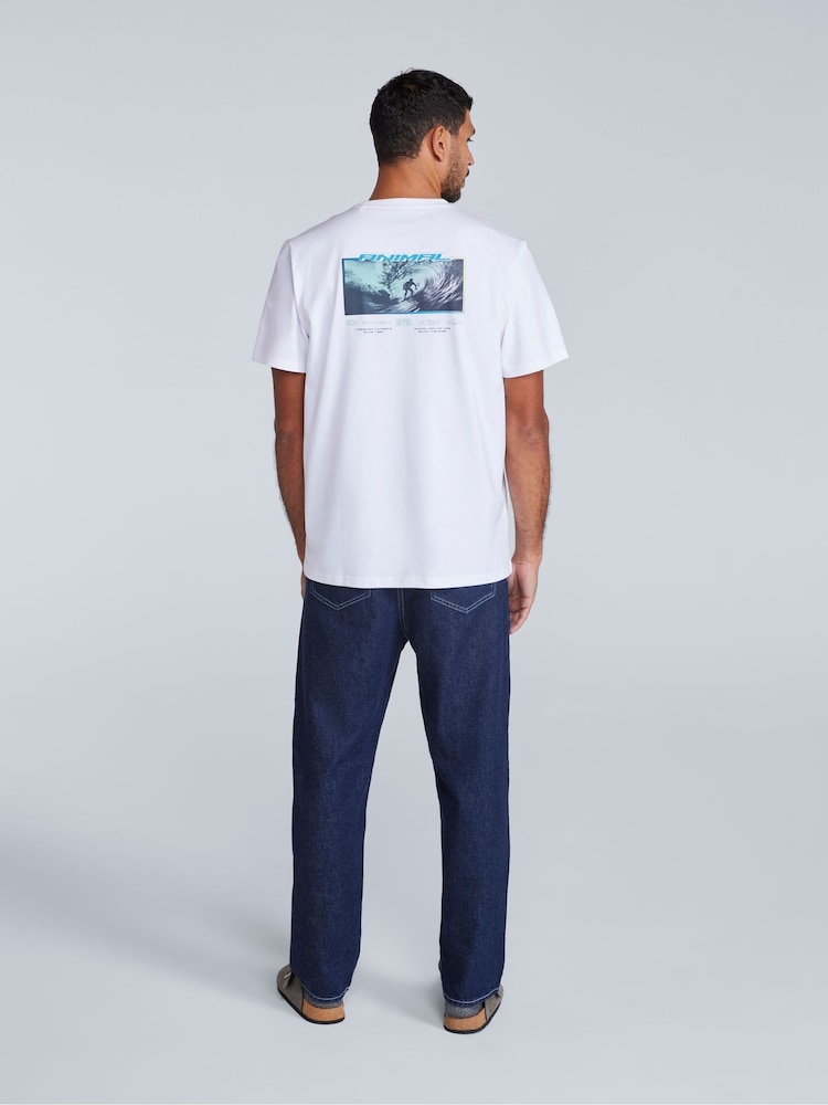Animal Chalk White Mens Chase Relaxed 100% Cotton T-Shirt - Image 4 of 4