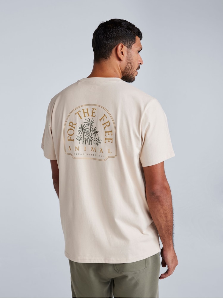 Animal Cream Mens Chase Relaxed 100% Cotton T-Shirt - Image 2 of 10 Animal Cream Mens Chase Relaxed 100% Cotton T-Shirt - Image 2 of 10