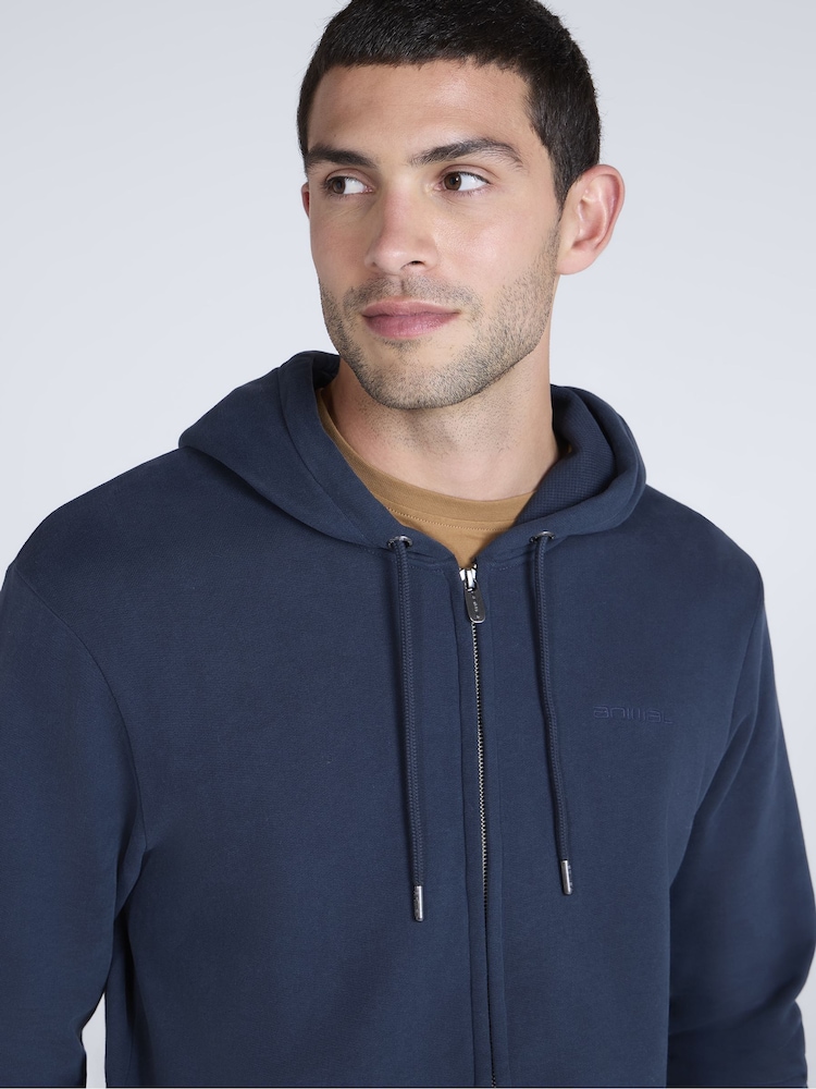 Animal Aqua Blue Mens Woody Zip 100% Cotton Hoodie - Image 3 of 10