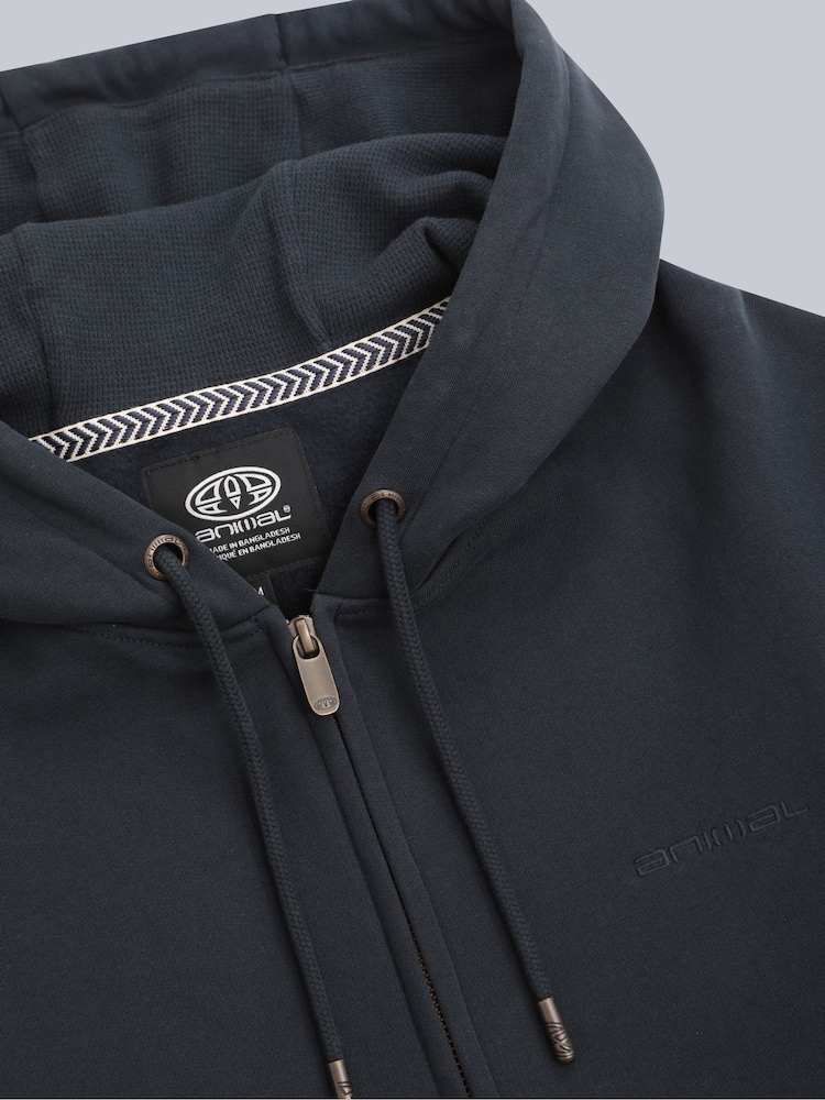Animal Aqua Blue Mens Woody Zip 100% Cotton Hoodie - Image 8 of 10