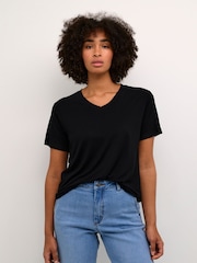 Kaffe Frida V-Neck Black T-Shirt - Image 1 of 6