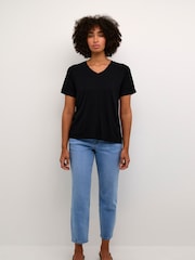 Kaffe Frida V-Neck Black T-Shirt - Image 3 of 6
