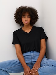 Kaffe Frida V-Neck Black T-Shirt - Image 4 of 6
