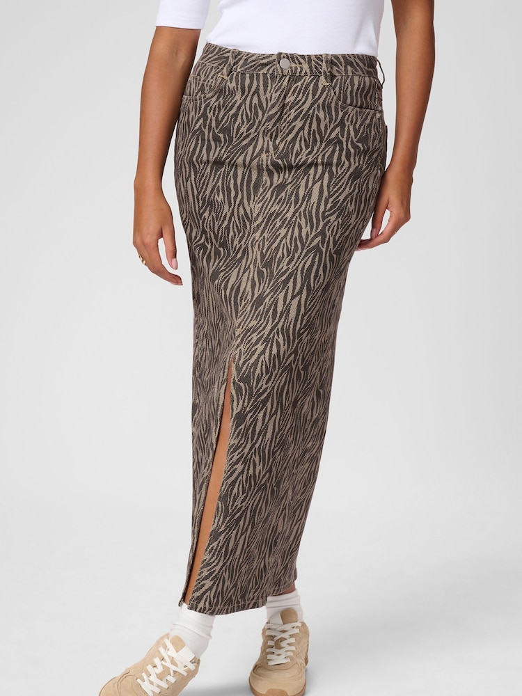 Kaffe Natural KAleondra Denim Maxi Skirt - Image 1 of 6