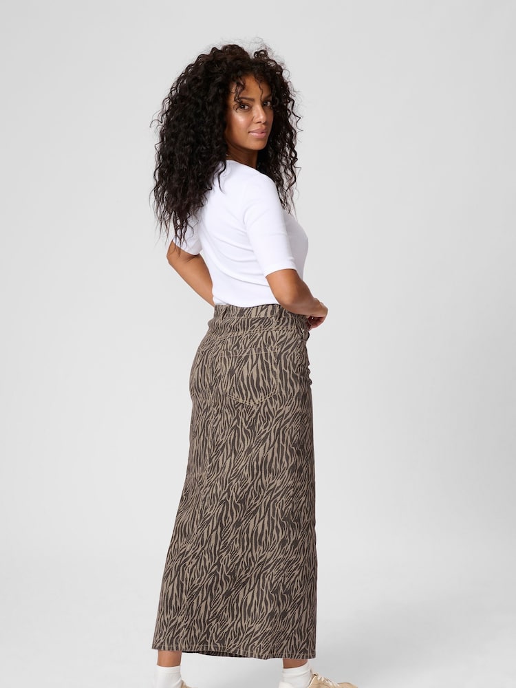 Kaffe Natural KAleondra Denim Maxi Skirt - Image 2 of 6