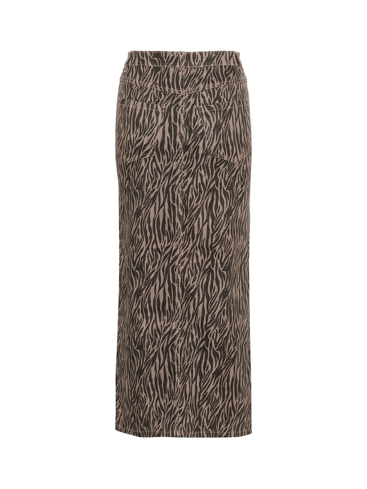 Kaffe Natural KAleondra Denim Maxi Skirt - Image 6 of 6