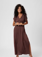 Kaffe Red KAalliie Short Sleeve Maxi Dress - Image 1 of 6