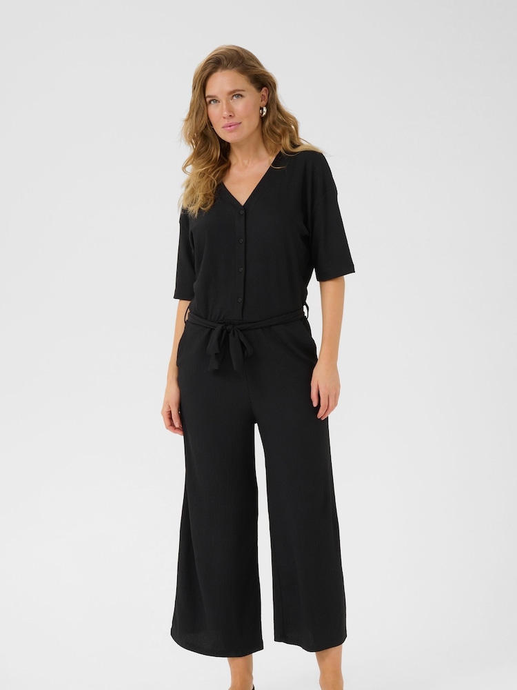 Kaffe KAivanna Tea Cropped Black Jumpsuit - Image 2 of 5