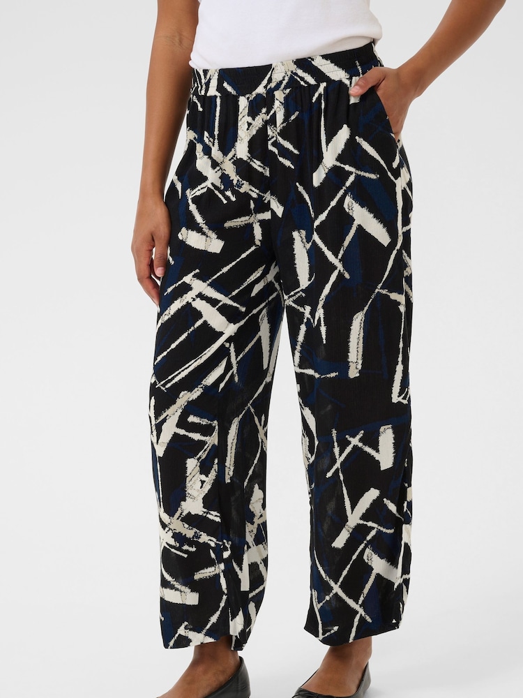 Kaffe Kadacia Amber Printed Black Trousers - Image 1 of 5 Kaffe Kadacia Amber Printed Black Trousers - Image 1 of 5