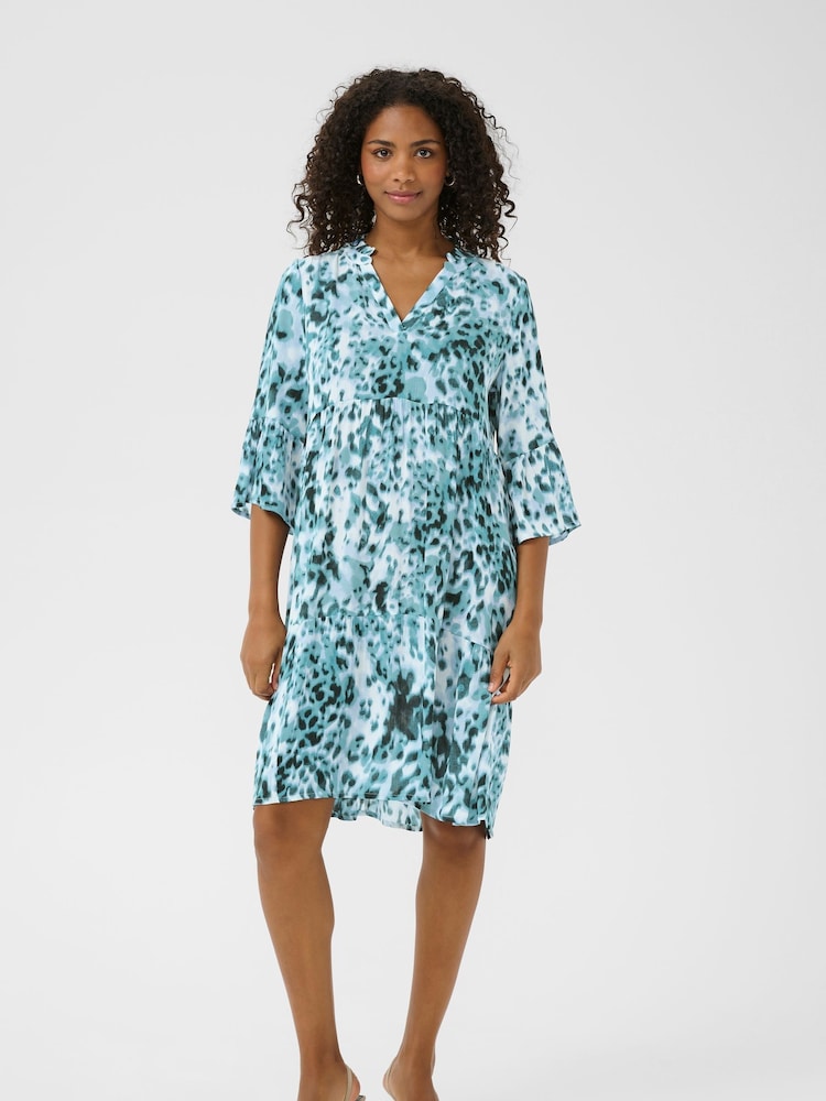 Kaffe Green KAhera Amber Printed Knee Length Dress - Image 2 of 5 Kaffe Green KAhera Amber Printed Knee Length Dress - Image 2 of 5