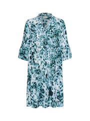 Kaffe Green KAhera Amber Printed Knee Length Dress - Image 4 of 5