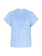 Kaffe Blue KAkarli Short Sleeve V-Neck 100% Cotton Blouse - Image 4 of 5