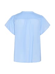 Kaffe Blue KAkarli Short Sleeve V-Neck 100% Cotton Blouse - Image 5 of 5