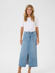 Kaffe Blue KAsarah A-Line Midi Denim Skirt - Image 2 of 5