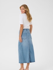 Kaffe Blue KAsarah A-Line Midi Denim Skirt - Image 3 of 5