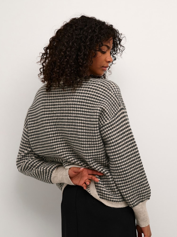 Kaffe Casual Fit Natural KAellery Crew Neck Pullover Jumper - Image 2 of 5 Kaffe Casual Fit Natural KAellery Crew Neck Pullover Jumper - Image 2 of 5