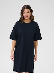 Kaffe KAjudy Short Sleeve Black 100% Cotton T-Shirt Dress - Image 1 of 5