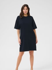 Kaffe KAjudy Short Sleeve Black 100% Cotton T-Shirt Dress - Image 2 of 5
