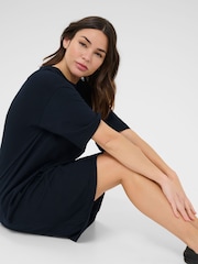Kaffe KAjudy Short Sleeve Black 100% Cotton T-Shirt Dress - Image 3 of 5