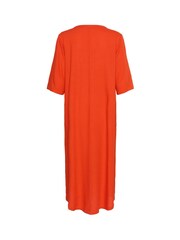 Kaffe Red KAmilia V-Neck Kaftan Dress - Image 4 of 4