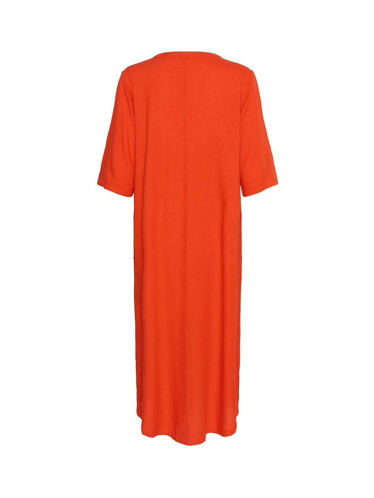 Kaffe Red KAmilia V-Neck Kaftan Dress - Image 4 of 4 Kaffe Red KAmilia V-Neck Kaftan Dress - Image 4 of 4