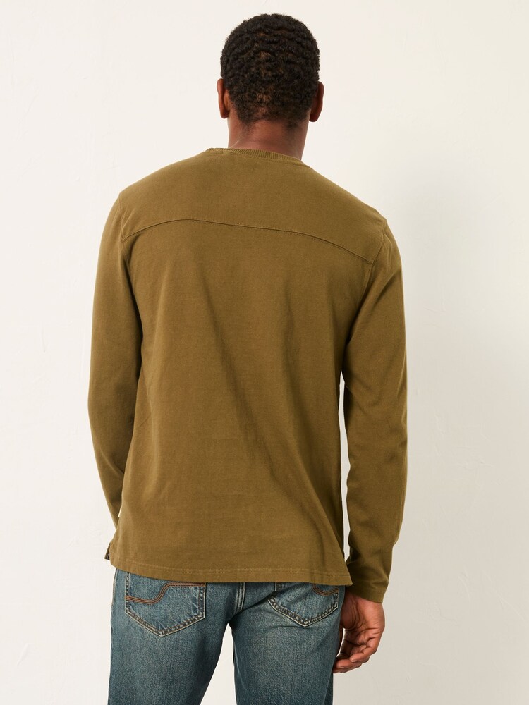 FatFace Arne Khaki Green Long Sleeve Heavyweight Relaxed Fit Tshirt - Image 2 of 6