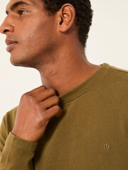FatFace Arne Khaki Green Long Sleeve Heavyweight Relaxed Fit Tshirt - Image 4 of 6