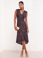 Lipsy V-Neck Burnout Fit And Flare Midi Dress - Slika 1 iz 4