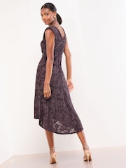 Lipsy V-Neck Burnout Fit And Flare Midi Dress - Slika 4 iz 4