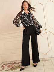 Love & Roses Black Floral Printed Long Sleeve Shirt - Image 3 of 4