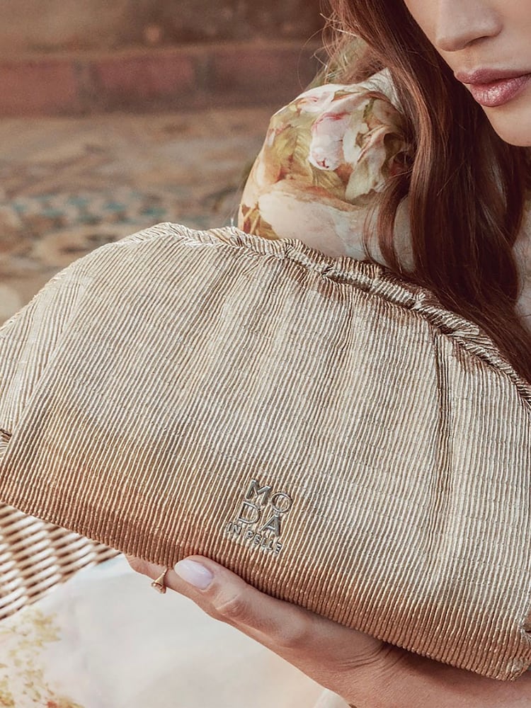 Moda in Pelle Oversized Namik Plisse Clutch Bag - Image 1 of 5