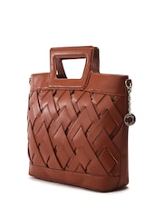 Moda in Pelle Lattice Large Woven Leather Tote - Image 2 of 4