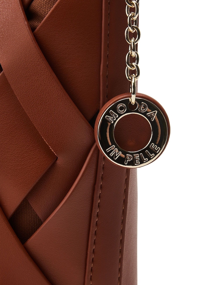 Moda in Pelle Lattice Large Woven Leather Tote - Image 4 of 4