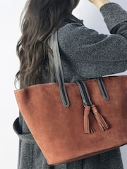 Moda in Pelle Addison Tote Bag With Tassle Detail - Image 1 of 4