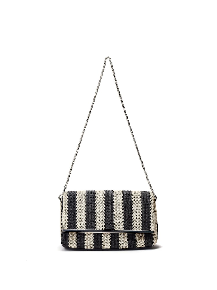 Moda in Pelle Oversized Clove Flap Clutch Black Bag - Image 2 of 5