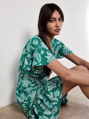 Apricot Green Sarasa Print Wrap Mini Dress - Image 5 of 5