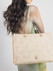 Moda in Pelle Natural Becca Quilted Tote - Image 1 of 5