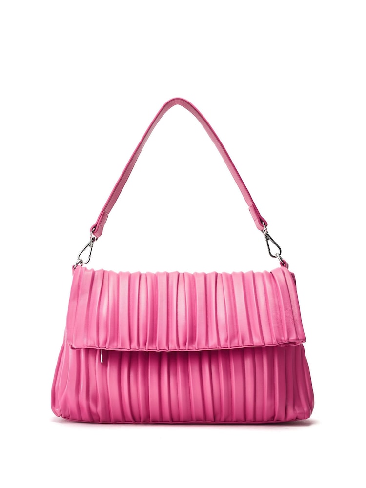 Pink - Moda in Pelle Stella Pleated Fold Over Clutch - Bild 2 von 5