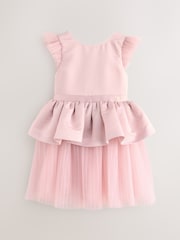Baker by Ted Baker Satin Bow Back Peplum Tulle Occasion Dress & Scrunchie - Image 10 of 16