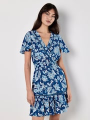 Apricot Blue Sarasa Print Wrap Mini Dress - Image 3 of 5