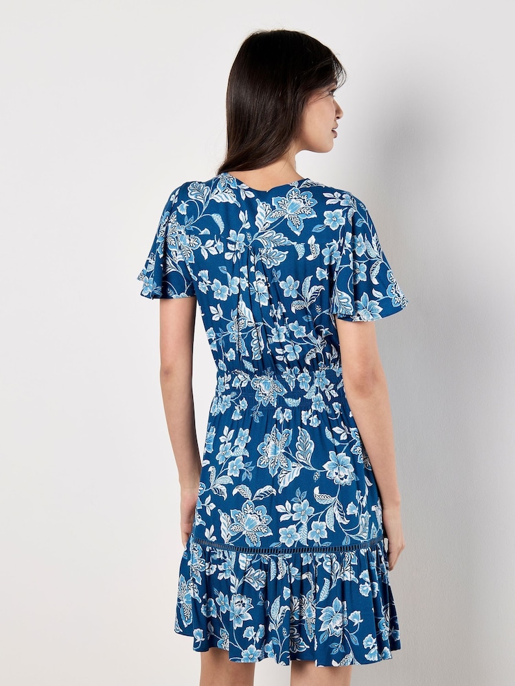 Apricot Blue Sarasa Print Wrap Mini Dress - Image 5 of 5