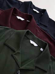 Burgundy Red/Navy Blue/Olive Green Short Sleeve Pique Shirts 3 Pack - Image 6 of 6